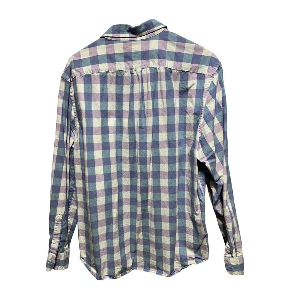 Gap Mens Classic Fit Long Sleeve Button Down Plaid Shirt Purple Blue - Picture 5 of 5